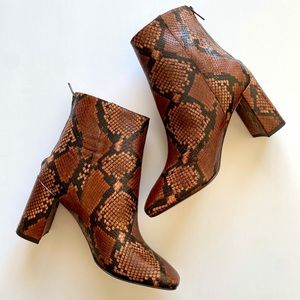 J. Crew Snake Block Heel Boot Cinnamon Snake NWT